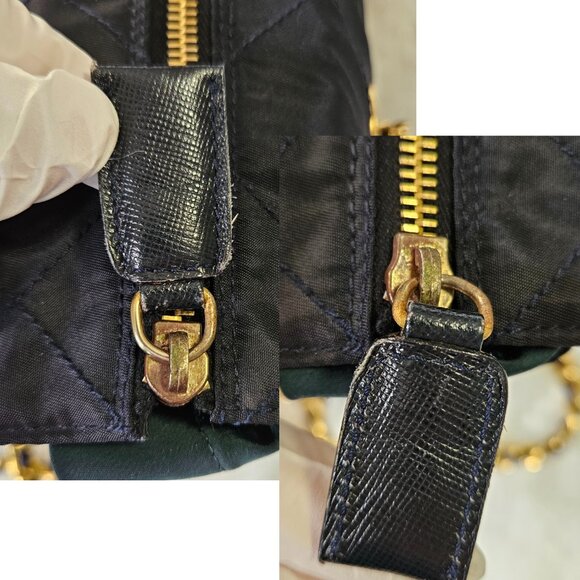 Authentic Prada Tessuto Catena Nylon Quilted Chain Shoulder Bag in Black - Picture 10 of 17